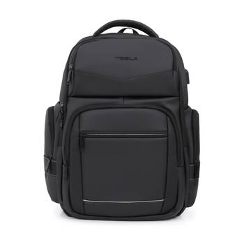 Tesla Aries Backpack W/ USB Charging Port Laptop Compartment Black 46x33x19cm