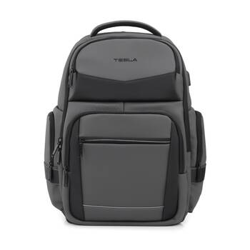 Tesla Aries Backpack W/ USB Charging Port Laptop Compartment Charcoal 46x33x19cm