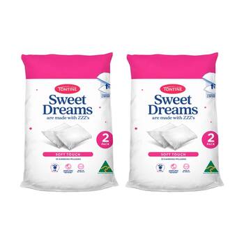 2x 2pc Tontine Sweet Dreams Soft Touch Bedding Pillows Set Medium