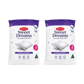 2x 2pc Tontine Sweet Dreams Extra Support Bedding Pillows Set High & Firm