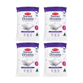 4x 2pc Tontine Sweet Dreams Extra Support Bedding Pillows Set High & Firm