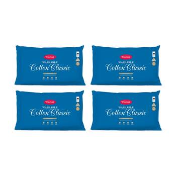 4x 2pc Tontine Washable Cotton Classic Bedding Pillows Set Medium Firm