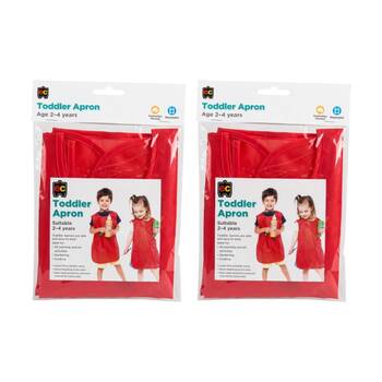 2PK Educational Colours Toddler Junior Artist Paint Apron Red 2-4y