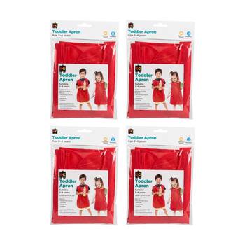 4PK Educational Colours Toddler Junior Artist Paint Apron Red 2-4y