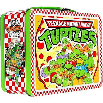 Aquarius TMNT Pizza Themed Fun Metal Kids Food Storage Lunchbox Multicolour