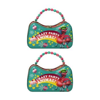 2x Aquarius Trolls Movie Crazy Party Animal Tin Scoop Purse Multicolour