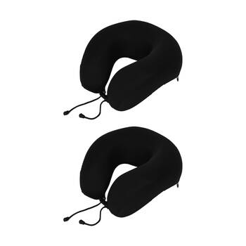 2PK Tosca Deluxe Memory Neck Cushion Ergonomic Travel Support Pillow Black