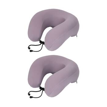2PK Tosca Memory Foam Neck Cush Travel Support Pillow Lavender
