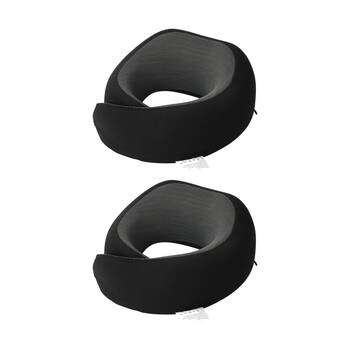2PK Tosca Wrap Around Neck Pillow Ergonomic Travel Support Cushion Black