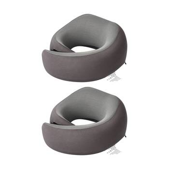 2PK Tosca Wrap Around Neck Pillow Ergonomic Travel Support Cushion Grey