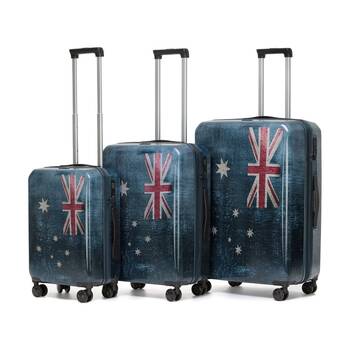 3pc Tosca Australiana Suitcase Set Hard Shell?Travel Luggage Australian Flag