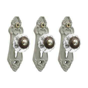 3PK LVD LaPorte Grey Hook Vintage Home Wall Decoration 9.5x3x3.3cm