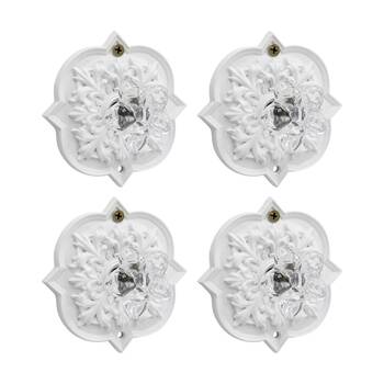 4PK LVD Hermosa Round White Resin Hook Home Wall Decoration 9.3x4x9.3cm