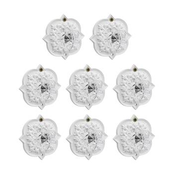 8PK LVD Hermosa Round White Resin Hook Home Wall Decoration 9.3x4x9.3cm