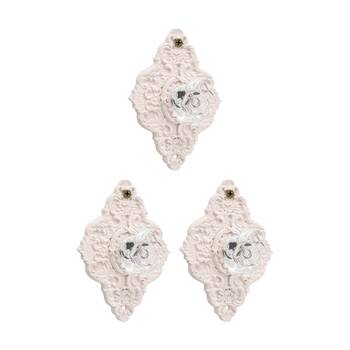 3PK LVD Hermosa Diamond Pale Pink Resin Hook Home Wall Decoration 9.5x5x14cm
