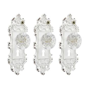 3PK LVD Clara White Vintage Hook Home Wall Decoration 5x3.5x14.5