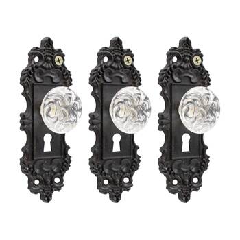 3PK LVD Clara Black Vintage Hook Home Wall Decoration 5x3.5x14.5