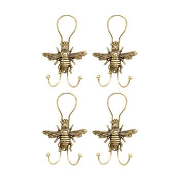 4PK LVD Gold Double Bee Hook Home Wall Decoration Vintage 12.3x8x17cm
