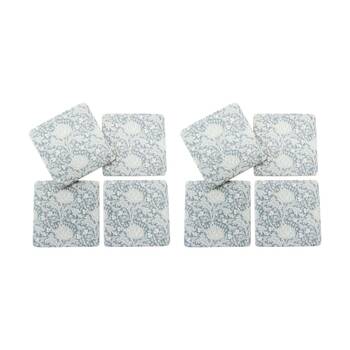 2x 4pc LVD Decorative William Morris Artichoke Resin Square Coasters 10x10x0.5cm