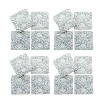 4x 4pc LVD Decorative William Morris Artichoke Resin Square Coasters 10x10x0.5cm
