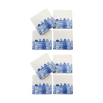 2x 4pc LVD Decorative Village Resin Square Drink Coasters Home Decor 10x10x0.5cm