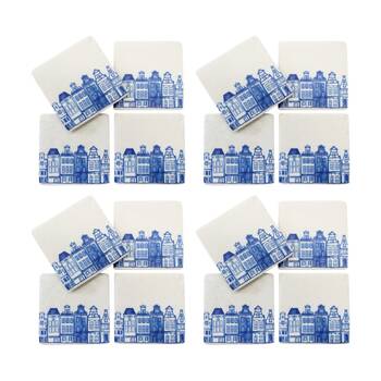 4x 4pc LVD Decorative Village Resin Square Drink Coasters Home Decor 10x10x0.5cm