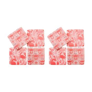 2x 4pc LVD Decorative Red Crab Resin Square Drink Coasters Decor 10x10x0.5cm