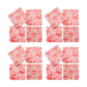 4x 4pc LVD Decorative Red Crab Resin Square Drink Coasters Decor 10x10x0.5cm