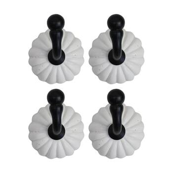 4PK LVD Chloe Aged White Resin Flower Hook Home Wall Decoration 5x5.2x6cm