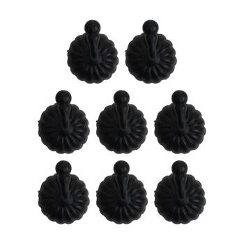 8PK LVD Chloe Dark Black Resin Flower Hook Home Wall Decoration 5x5.2x6cm