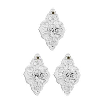 3PK LVD Hermosa Diamond White Resin Hook Home Wall Decoration 9.5x5x14cm