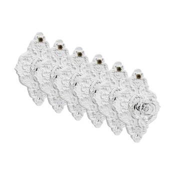 6PK LVD Hermosa Diamond White Resin Hook Home Wall Decoration 9.5x5x14cm