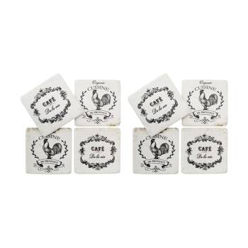 2x 4pc LVD Decorative Rooster Cuisine Resin Square Drink Coasters 10x10x0.5cm