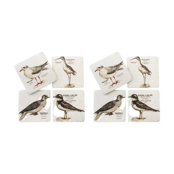 2x 4pc LVD Decorative Seabirds Resin Square Drink Coasters Decor 10x10x0.5cm