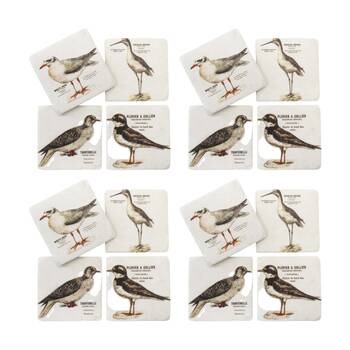 4x 4pc LVD Decorative Seabirds Resin Square Drink Coasters Home 10x10x0.5cm