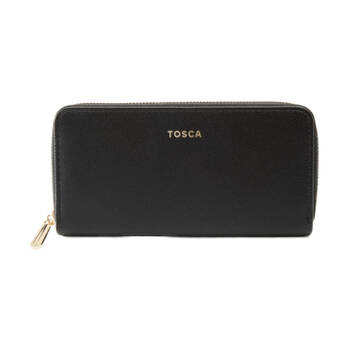 Tosca PU Wallet Textured Zip Around Stylish Everyday/Travel Purse Black