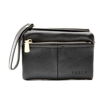 Tosca PU Wallet Gold Zipper Everyday Wristlet Clutch?Pouch Black