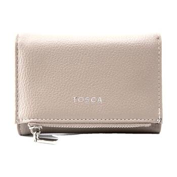 Tosca PU Wallet Textured Silver Zipper Everyday Foldable Purse Warm Taupe Beige