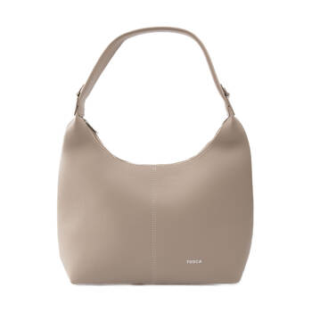 Tosca Handbag Textured Crescent Single Handle Zip Closure Bag Taupe