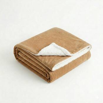 Ardor Hide Sherpa Throw Warm Plush Cosy Blanket Tan 130x170cm