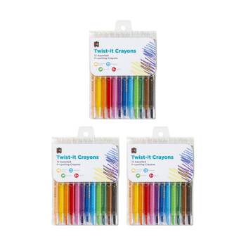 3x 12pc Educational Colours Twist-It Kids Classroom Crayons Pack 3y+