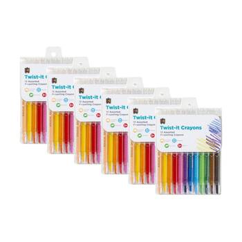 6x 12pc Educational Colours Twist-It Kids Classroom Crayons Pack 3y+
