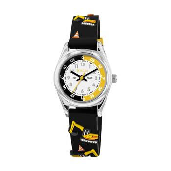Tikkers 3D Digger Silicone Strap Time Teacher Dial Kids?Watch Black