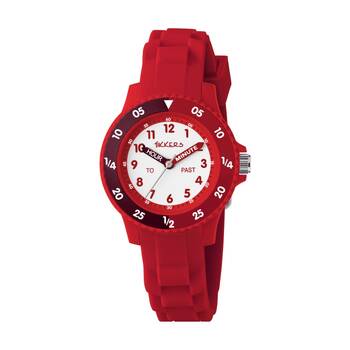 Tikkers Silicone Time Teacher Two Tone Bezel Easy Read Dial Kids Watch Red