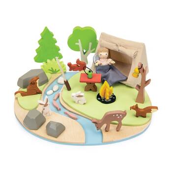 Tender Leaf Toys Wildlife Camping Playset With Tent Campfire & Animals