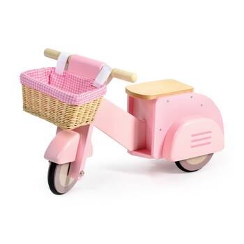 Tender Leaf Toys Scooter With Basket Pink Ride-On Toy & Stickers For Kids