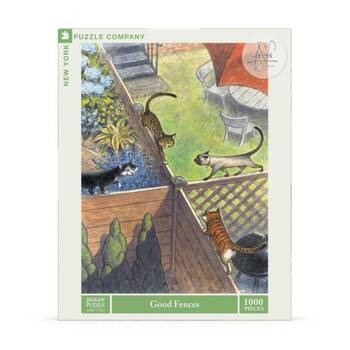 1000pc New York Puzzle Company Good Fences Backyard Cat Scene Jigsaw