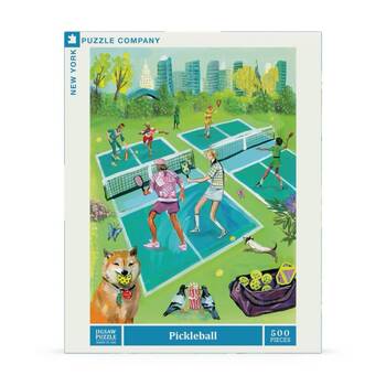 500pc New York Puzzle Company Pickleball Park Scene Linen Finish Jigsaw