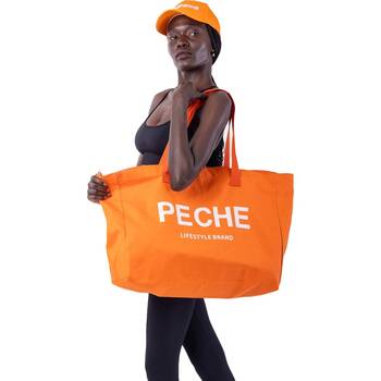 Lifesopeche Extra Large Canvas Tote Bags Orange & White One Size 33x52x14cm