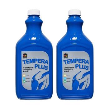 2PK Educational Colours Tempera Plus Classroom Junior Paint Brilliant Blue 2L